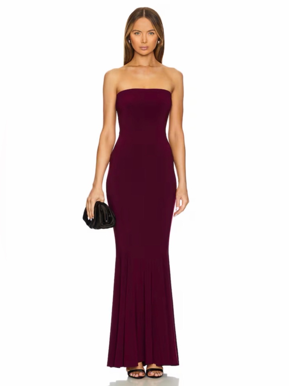 Norma Kamali Strapless Fishtail Gown in Plum